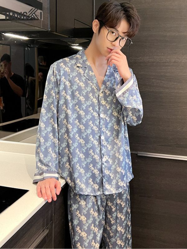 TD89 - Đồ Ngủ Pijama Nam Tay Dài Quần Dài Lụa