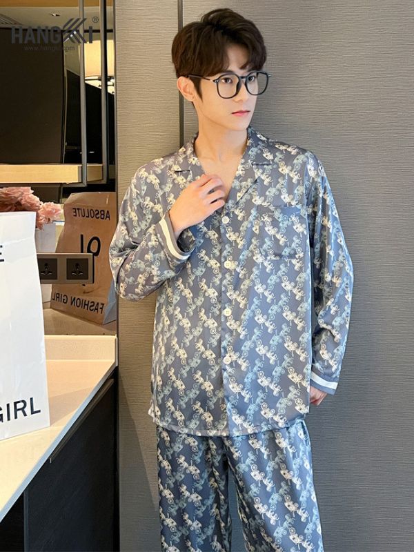 TD89 - Đồ Ngủ Pijama Nam Tay Dài Quần Dài Lụa