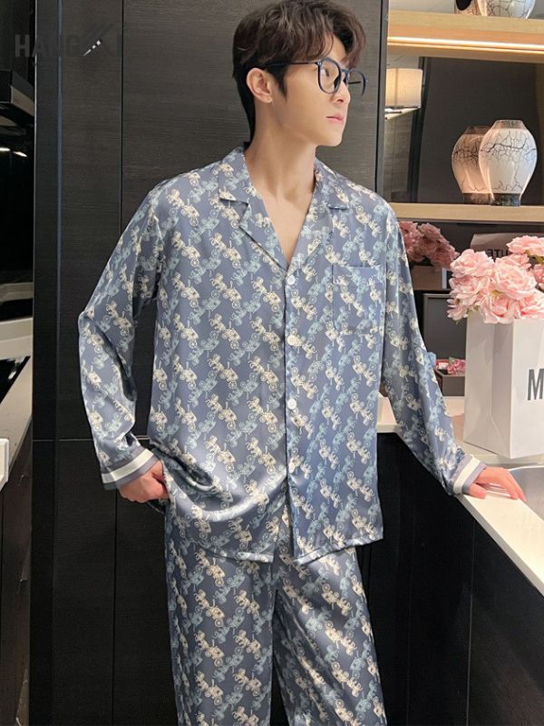 TD89 - Đồ Ngủ Pijama Nam Tay Dài Quần Dài Lụa