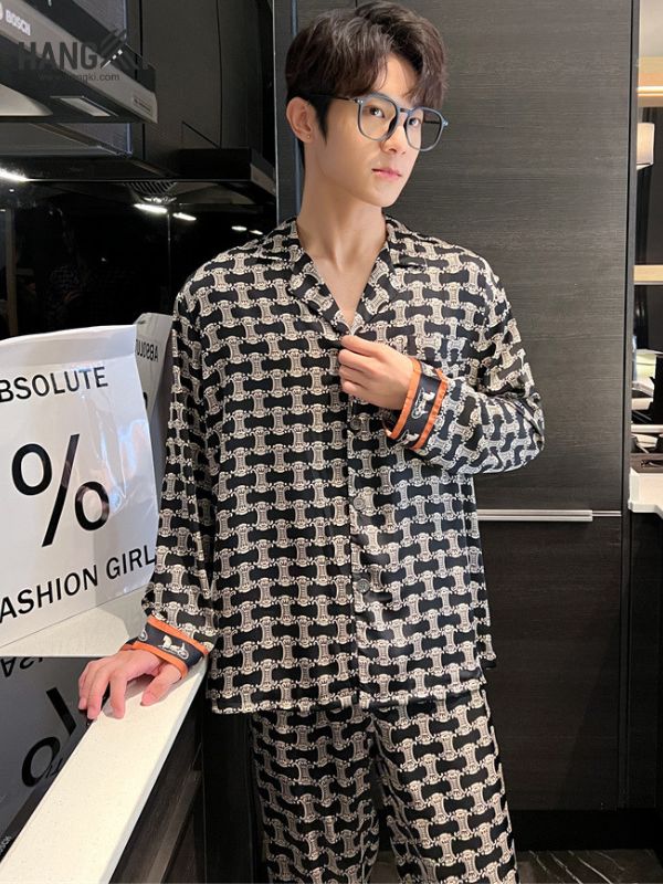 TD90 - Đồ Ngủ Pijama Nam Tay Dài Quần Dài Lụa