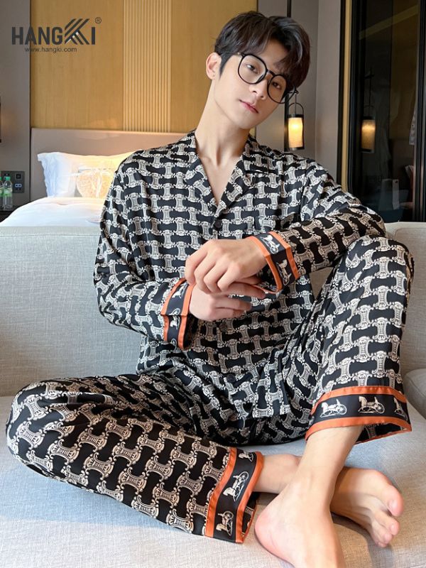 TD90 - Đồ Ngủ Pijama Nam Tay Dài Quần Dài Lụa