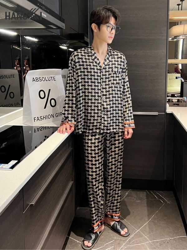 TD90 - Đồ Ngủ Pijama Nam Tay Dài Quần Dài Lụa
