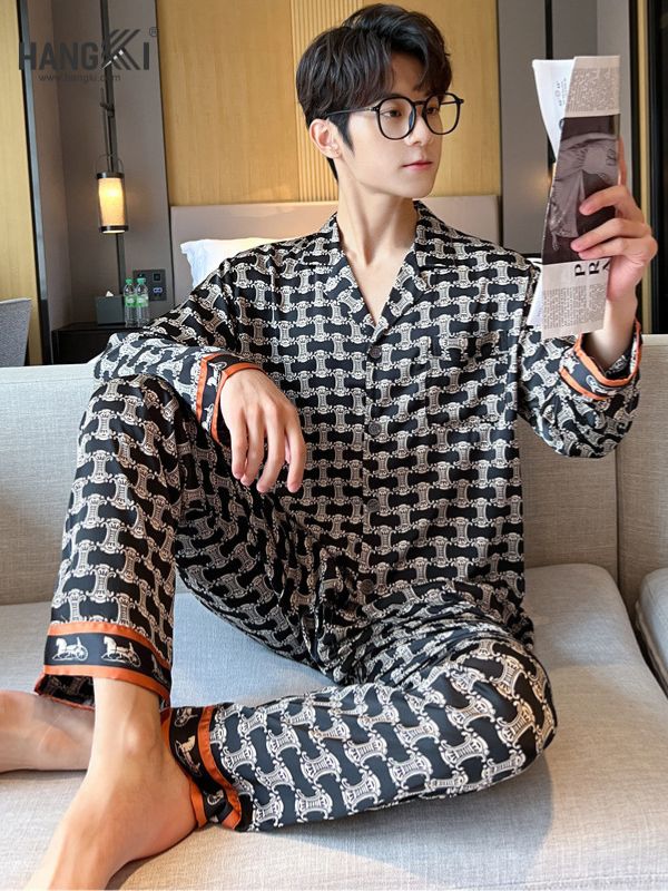 TD90 - Đồ Ngủ Pijama Nam Tay Dài Quần Dài Lụa