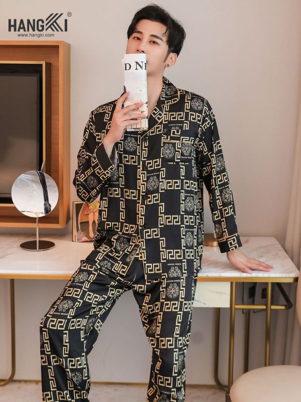 TD91 - Đồ Ngủ Pijama Nam Tay Dài Quần Dài Lụa