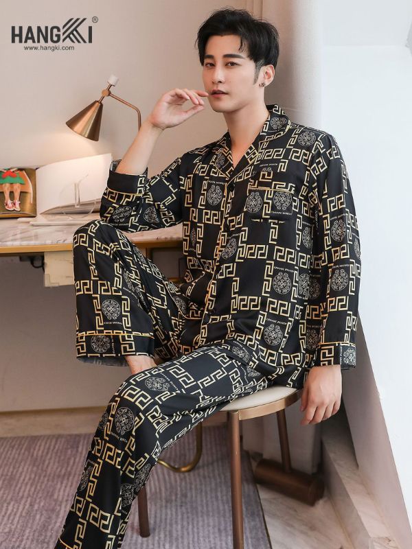 TD91 - Đồ Ngủ Pijama Nam Tay Dài Quần Dài Lụa