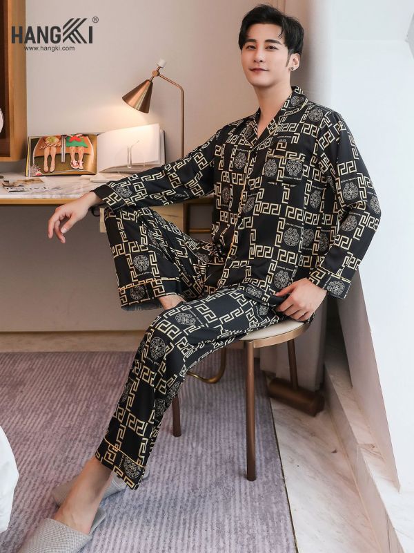 TD91 - Đồ Ngủ Pijama Nam Tay Dài Quần Dài Lụa