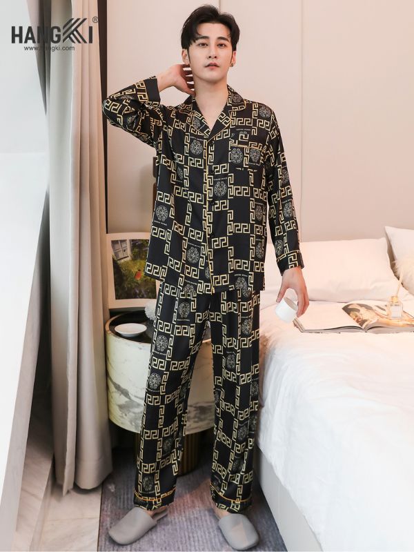 TD91 - Đồ Ngủ Pijama Nam Tay Dài Quần Dài Lụa