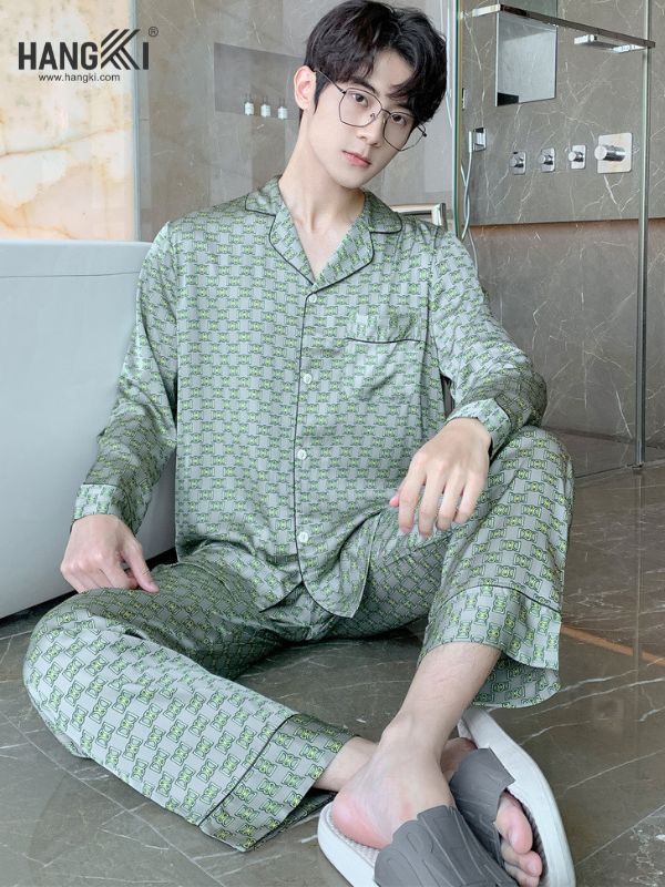 TD92 - Đồ Ngủ Pijama Nam Tay Dài Quần Dài Lụa