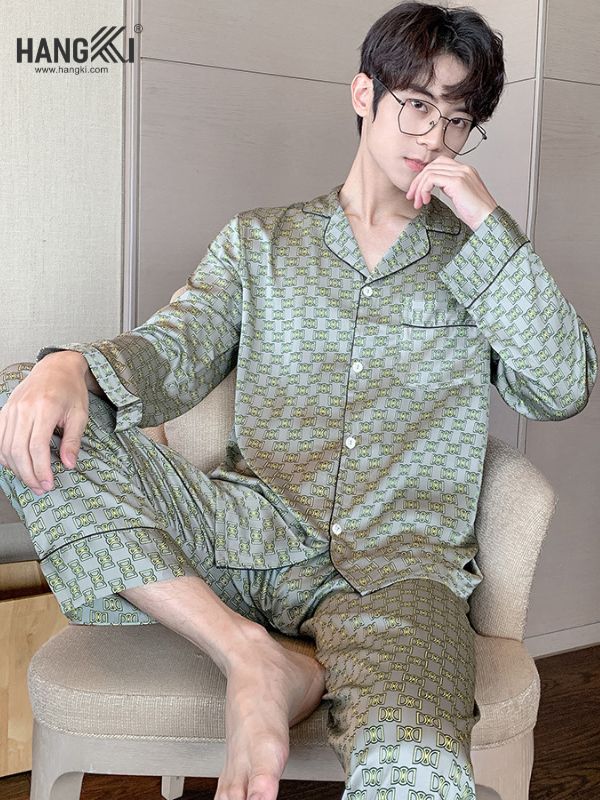 TD92 - Đồ Ngủ Pijama Nam Tay Dài Quần Dài Lụa