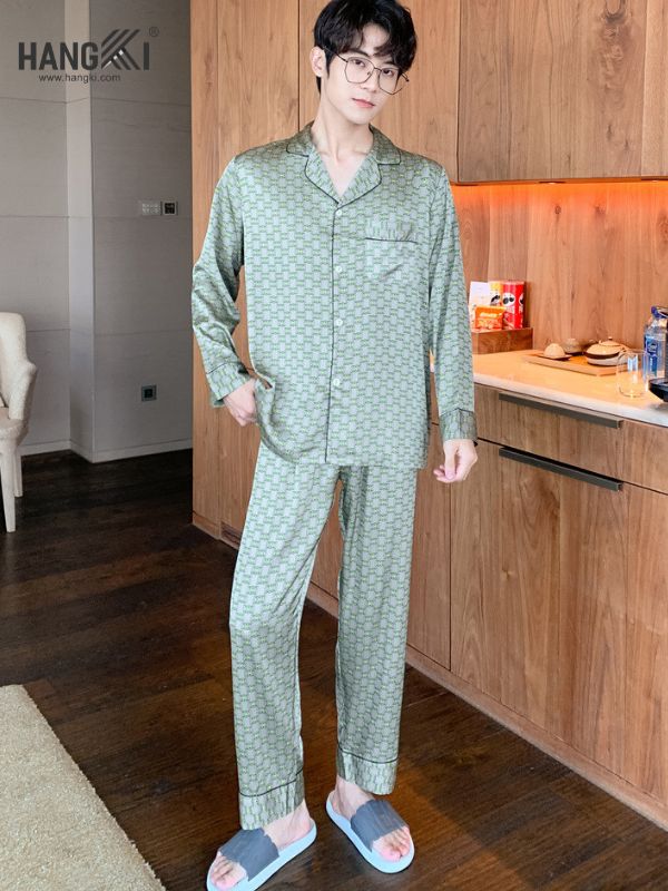 TD92 - Đồ Ngủ Pijama Nam Tay Dài Quần Dài Lụa