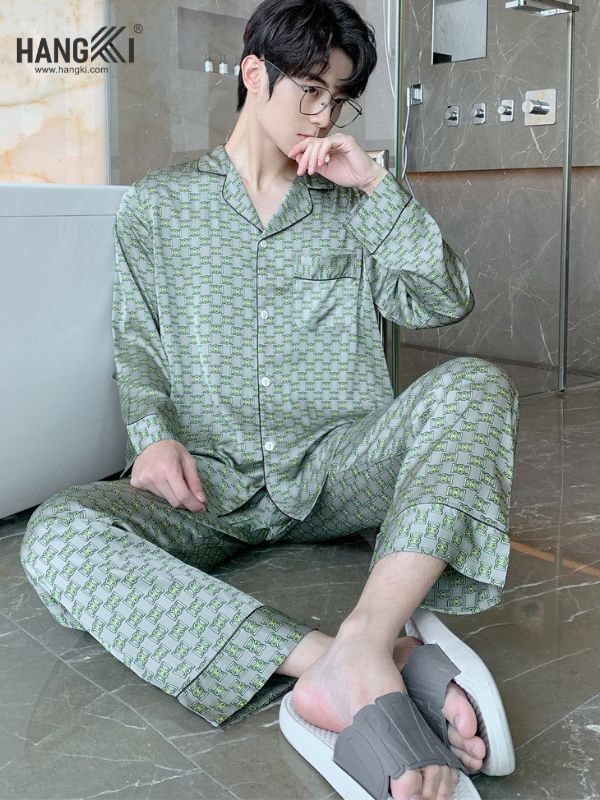 TD92 - Đồ Ngủ Pijama Nam Tay Dài Quần Dài Lụa
