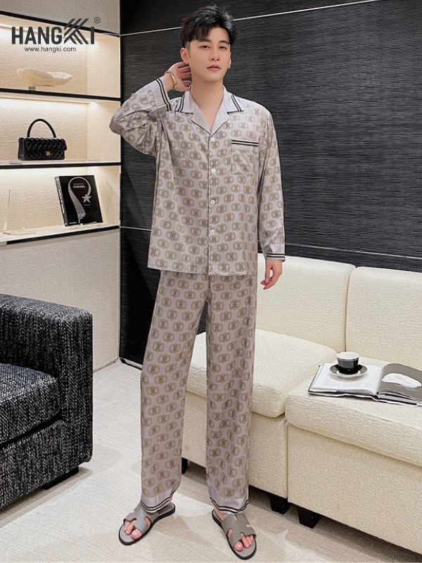 TD93 - Đồ Ngủ Pijama Nam Tay Dài Quần Dài Lụa