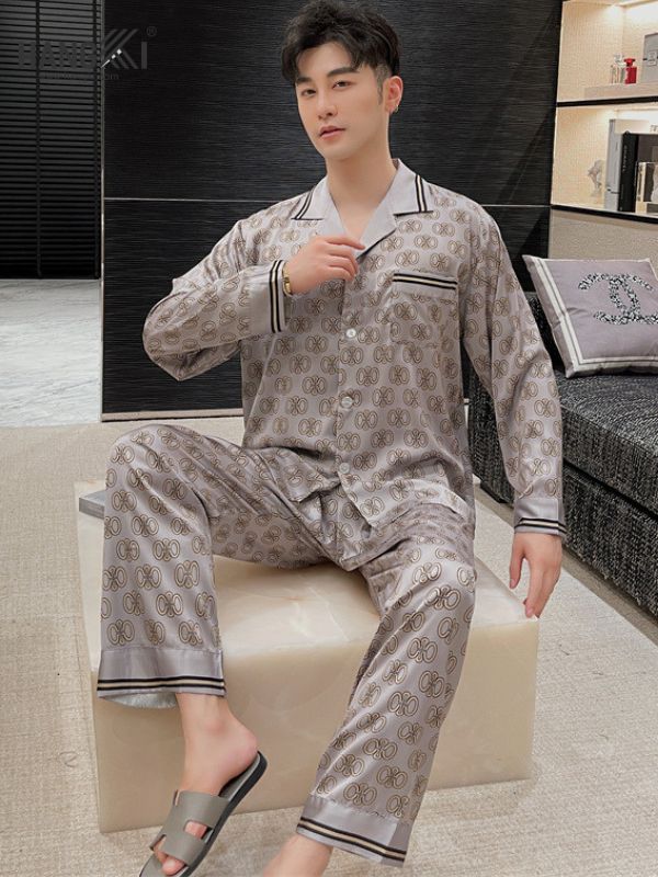 TD93 - Đồ Ngủ Pijama Nam Tay Dài Quần Dài Lụa