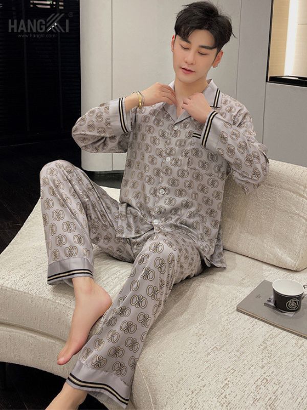 TD93 - Đồ Ngủ Pijama Nam Tay Dài Quần Dài Lụa