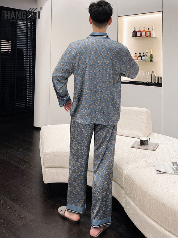 TD93 - Đồ Ngủ Pijama Nam Tay Dài Quần Dài Lụa