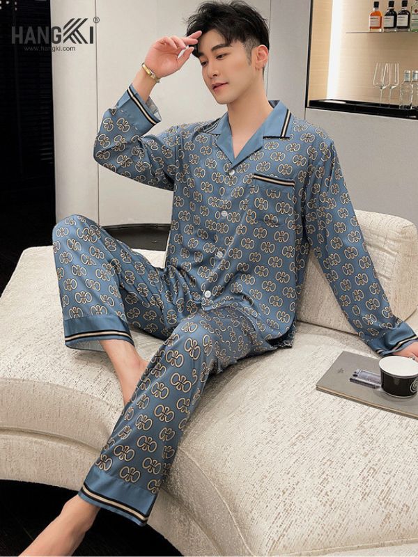 TD93 - Đồ Ngủ Pijama Nam Tay Dài Quần Dài Lụa