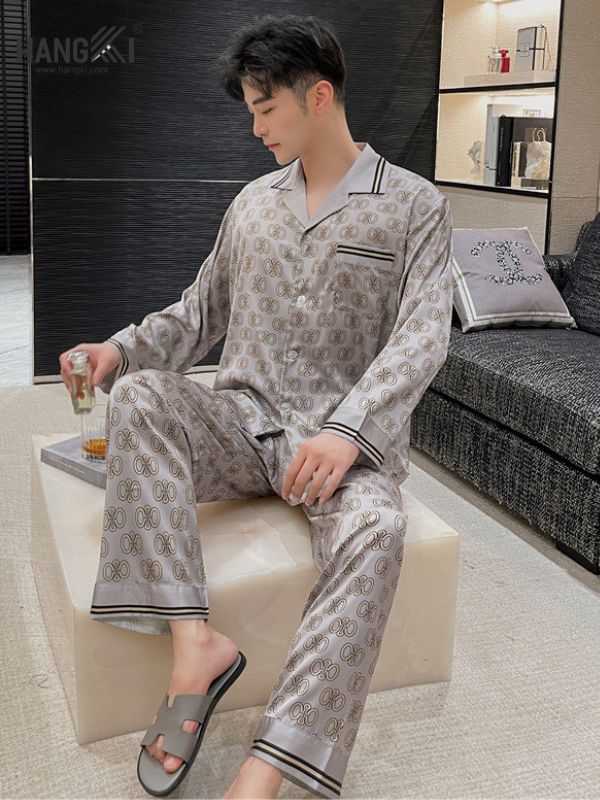 TD93 - Đồ Ngủ Pijama Nam Tay Dài Quần Dài Lụa