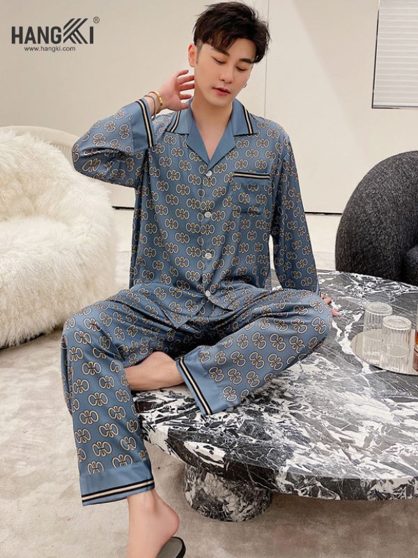 TD93 - Đồ Ngủ Pijama Nam Tay Dài Quần Dài Lụa