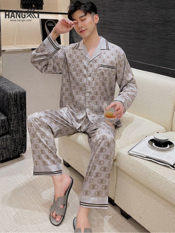 TD93 - Đồ Ngủ Pijama Nam Tay Dài Quần Dài Lụa