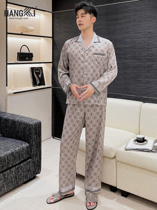 TD93 - Đồ Ngủ Pijama Nam Tay Dài Quần Dài Lụa