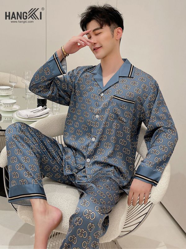 TD93 - Đồ Ngủ Pijama Nam Tay Dài Quần Dài Lụa