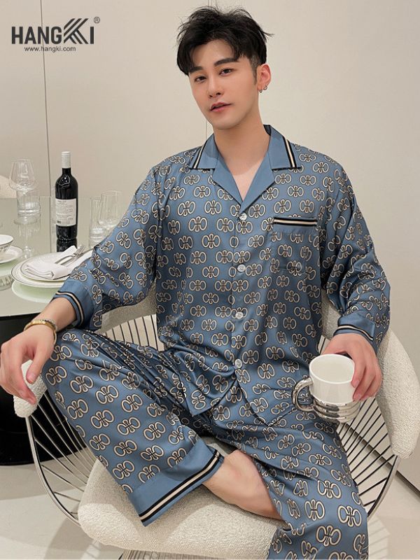 TD93 - Đồ Ngủ Pijama Nam Tay Dài Quần Dài Lụa
