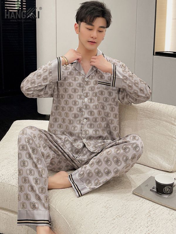 TD93 - Đồ Ngủ Pijama Nam Tay Dài Quần Dài Lụa
