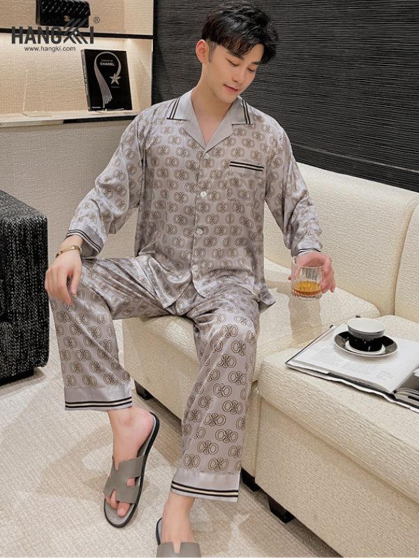 TD93 - Đồ Ngủ Pijama Nam Tay Dài Quần Dài Lụa