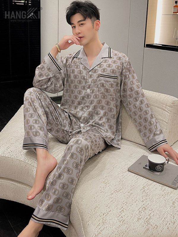 TD93 - Đồ Ngủ Pijama Nam Tay Dài Quần Dài Lụa