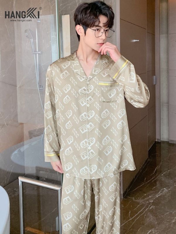 TD94 - Đồ Ngủ Pijama Nam Tay Dài Quần Dài Lụa
