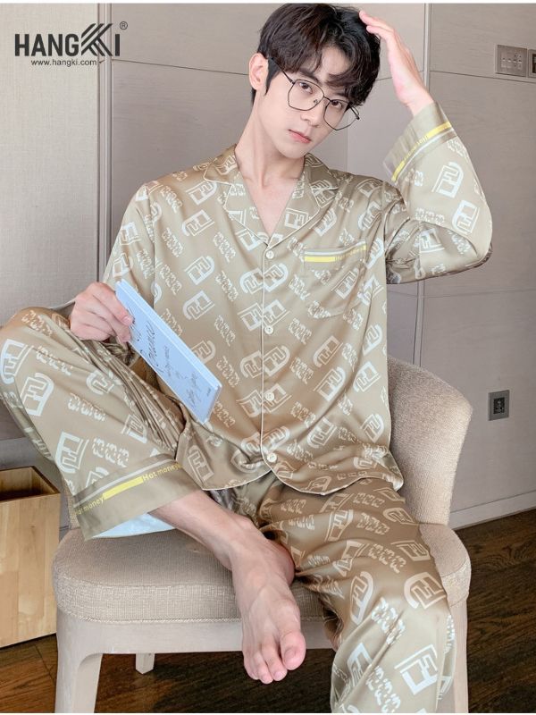 TD94 - Đồ Ngủ Pijama Nam Tay Dài Quần Dài Lụa
