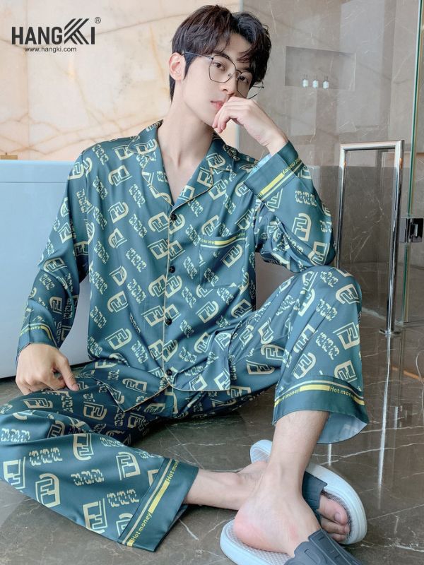 TD94 - Đồ Ngủ Pijama Nam Tay Dài Quần Dài Lụa