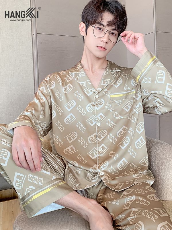 TD94 - Đồ Ngủ Pijama Nam Tay Dài Quần Dài Lụa