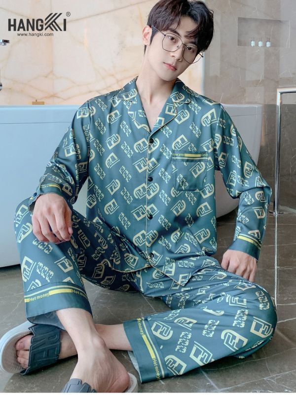 TD94 - Đồ Ngủ Pijama Nam Tay Dài Quần Dài Lụa