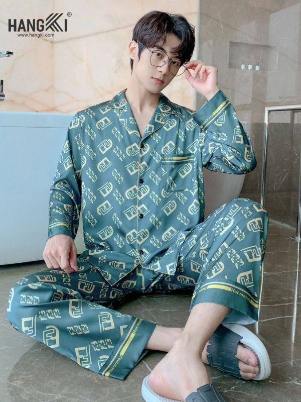 TD94 - Đồ Ngủ Pijama Nam Tay Dài Quần Dài Lụa