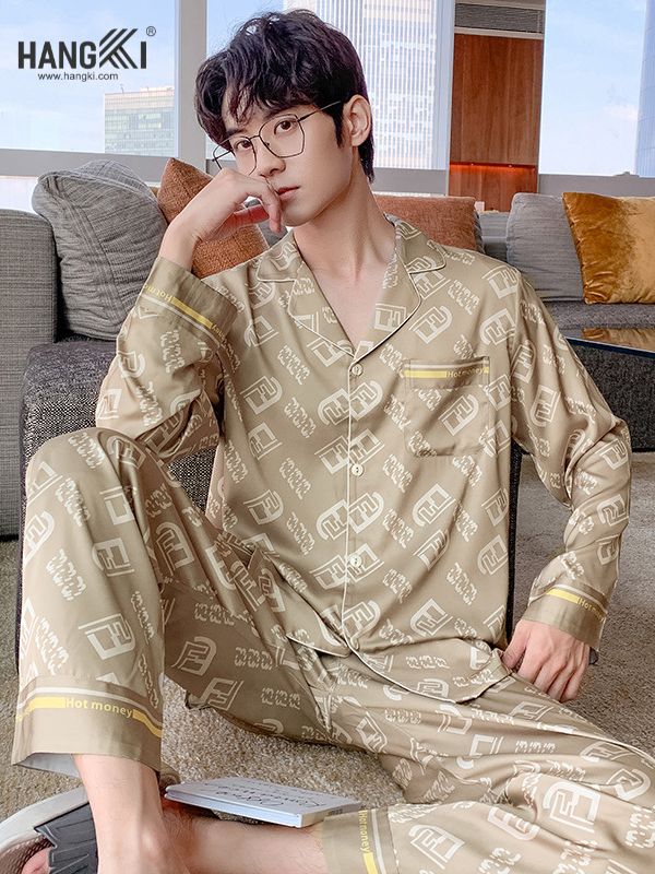 TD94 - Đồ Ngủ Pijama Nam Tay Dài Quần Dài Lụa