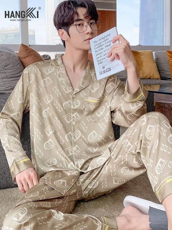 TD94 - Đồ Ngủ Pijama Nam Tay Dài Quần Dài Lụa