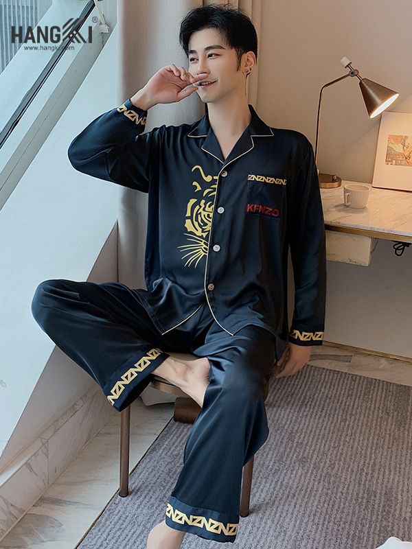 TD95 - Đồ Ngủ Pijama Nam Tay Dài Quần Dài Lụa