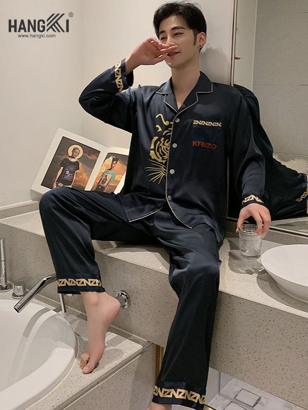 TD95 - Đồ Ngủ Pijama Nam Tay Dài Quần Dài Lụa