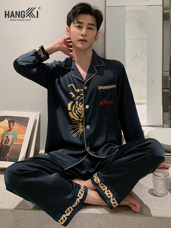 TD95 - Đồ Ngủ Pijama Nam Tay Dài Quần Dài Lụa