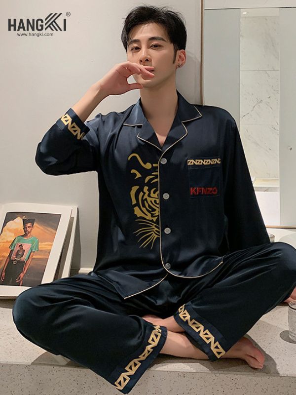 TD95 - Đồ Ngủ Pijama Nam Tay Dài Quần Dài Lụa
