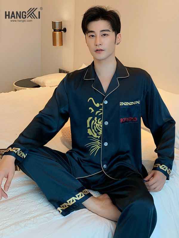 TD95 - Đồ Ngủ Pijama Nam Tay Dài Quần Dài Lụa