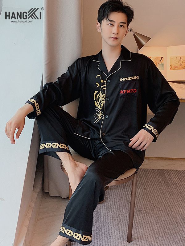 TD95 - Đồ Ngủ Pijama Nam Tay Dài Quần Dài Lụa