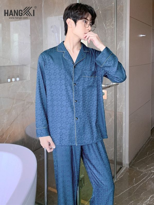 TD96 - Đồ Ngủ Pijama Nam Tay Dài Quần Dài Lụa