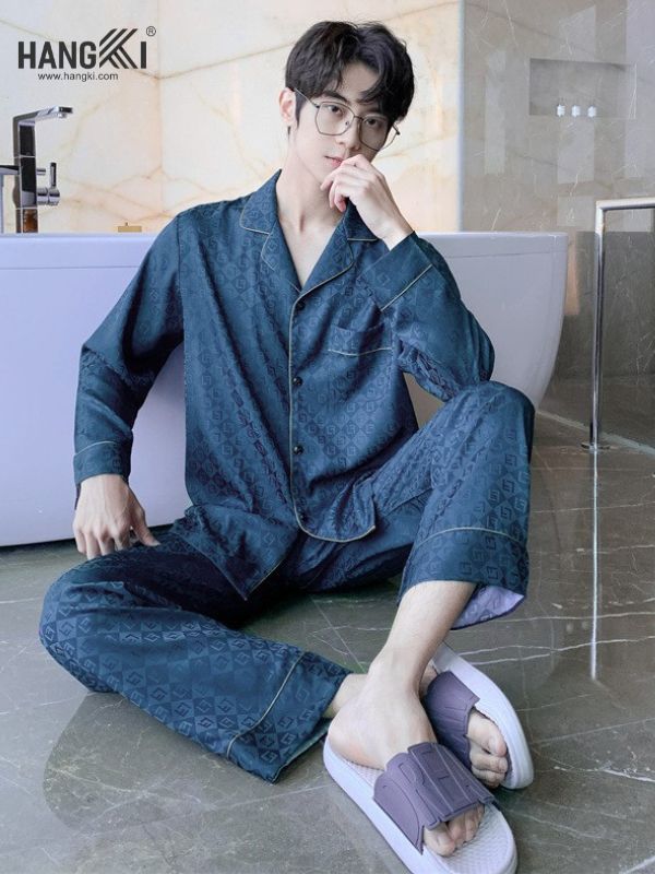 TD96 - Đồ Ngủ Pijama Nam Tay Dài Quần Dài Lụa
