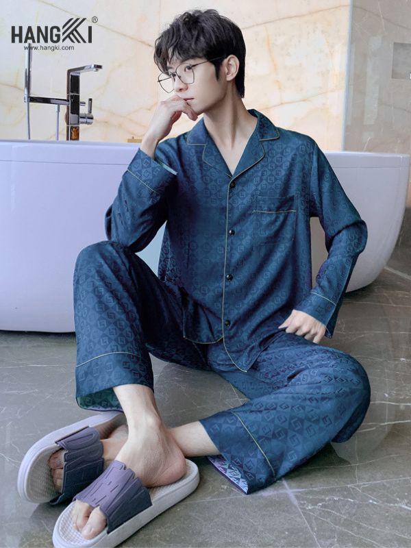 TD96 - Đồ Ngủ Pijama Nam Tay Dài Quần Dài Lụa