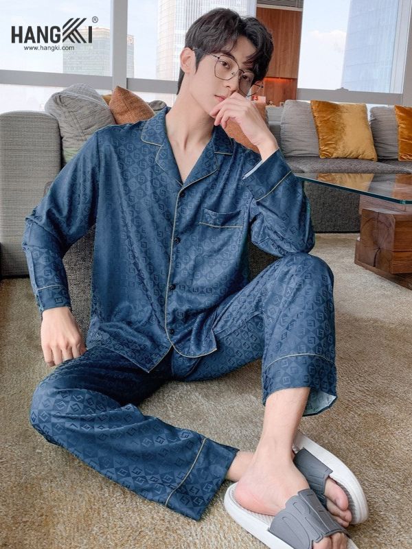 TD96 - Đồ Ngủ Pijama Nam Tay Dài Quần Dài Lụa
