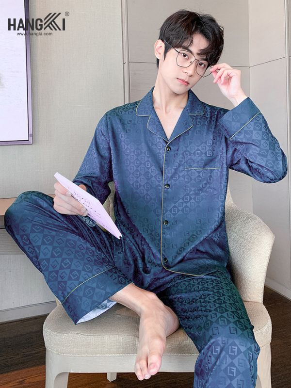 TD96 - Đồ Ngủ Pijama Nam Tay Dài Quần Dài Lụa