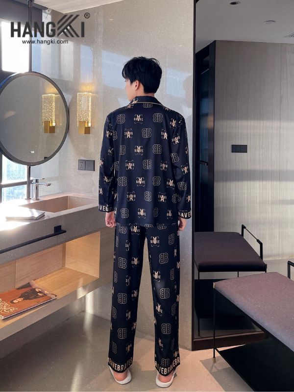 TD97 - Đồ Ngủ Pijama Nam Tay Dài Quần Dài Lụa