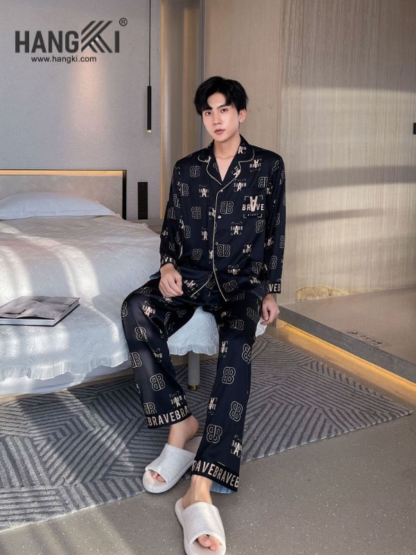TD97 - Đồ Ngủ Pijama Nam Tay Dài Quần Dài Lụa